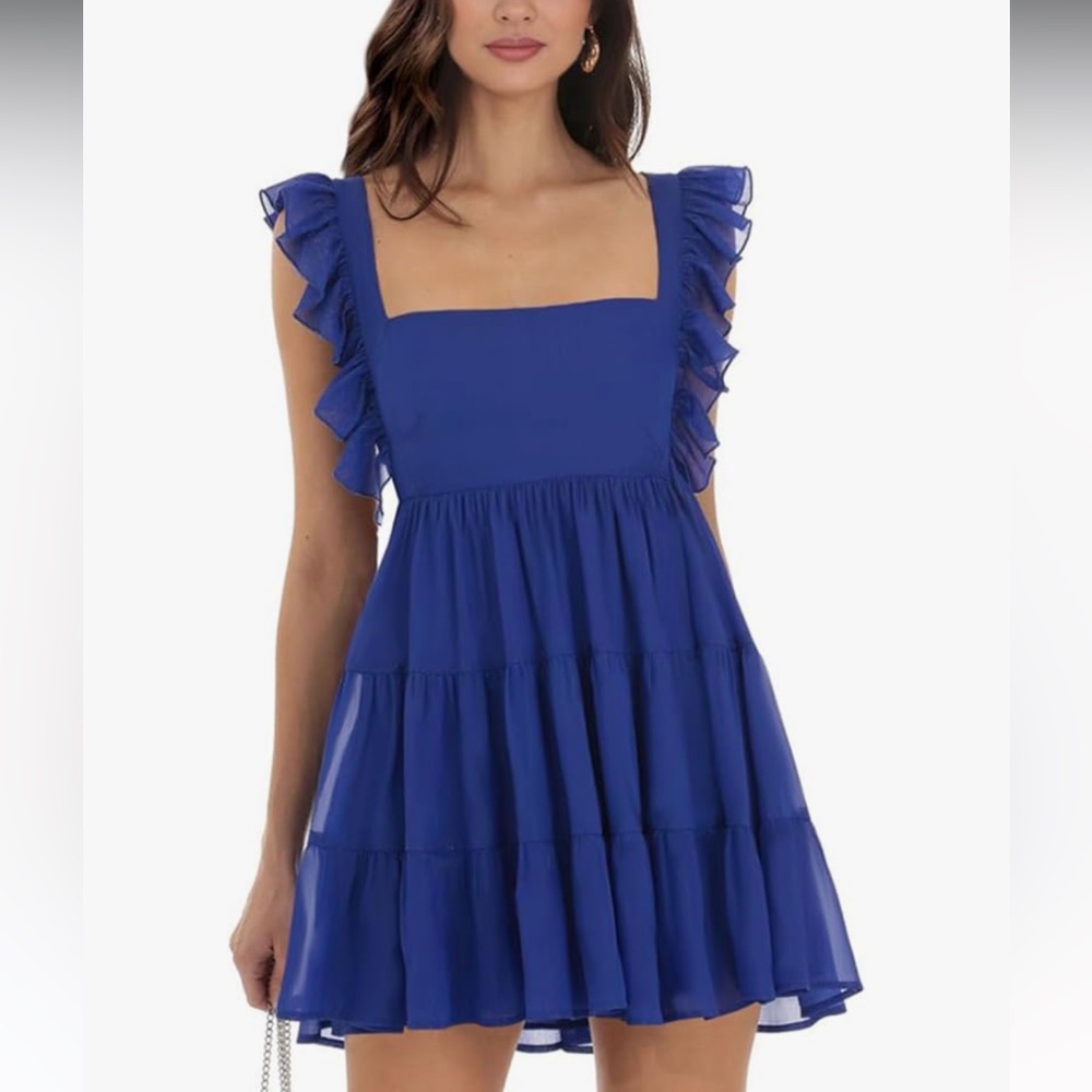 Elegant Blue Ruffle Dress